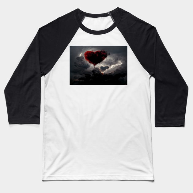 Broken Heart in the Clouds /  Broken Hearts Unwind Designs Baseball T-Shirt by Unwind-Art-Work